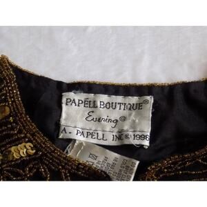 NWT NEW Vintage Papell Boutique Gold Sequin Beaded Medium Blouse 90s Eveningwear